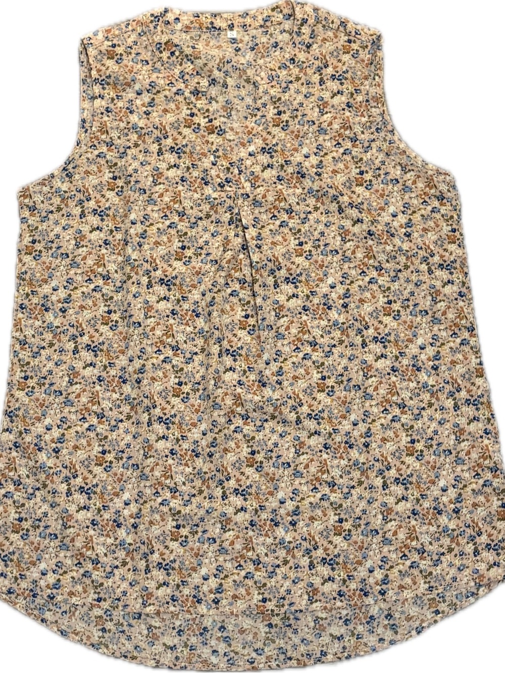 5 for $25 π NWOT Sleeveless Floral Blouse in Beige and Blue